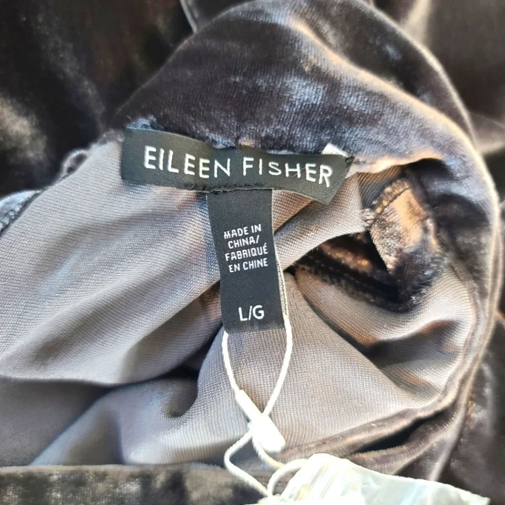 EILEEN FISHER Velvet Mock Neck Velour Tie Back Silk Blend Dress NWT Size… - Picture 6 of 9